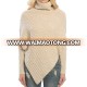 High quality hot winter cashmere cable knitted lady turtleneck poncho