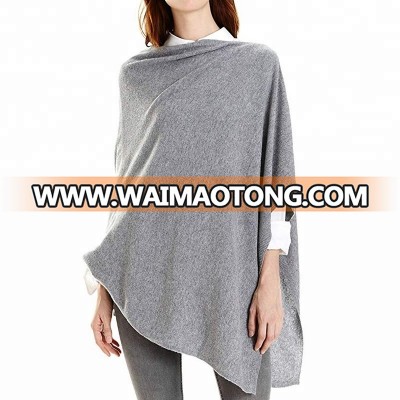 Elegant winter women pure cashmere jersey draped poncho shawl