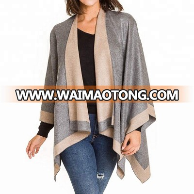 Winter women pure cashmere blend soft poncho shawl