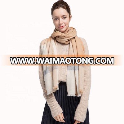 Fashion hot winter warm long shawl ladies striped 100% cashmere scarf